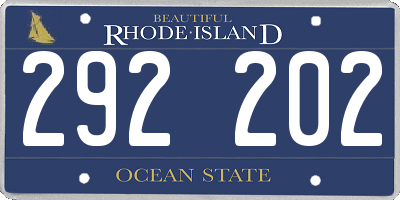 RI license plate 292202