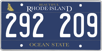 RI license plate 292209