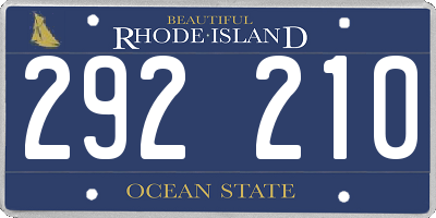 RI license plate 292210