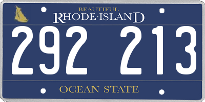 RI license plate 292213