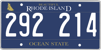RI license plate 292214