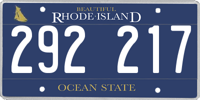 RI license plate 292217