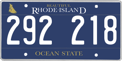 RI license plate 292218