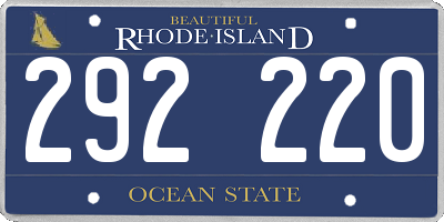 RI license plate 292220