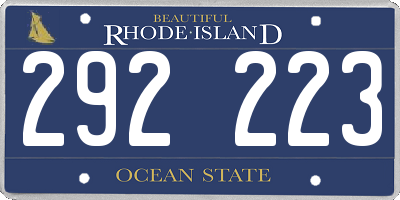RI license plate 292223