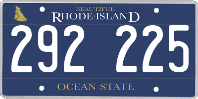 RI license plate 292225