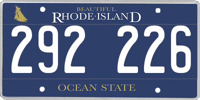 RI license plate 292226