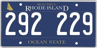 RI license plate 292229