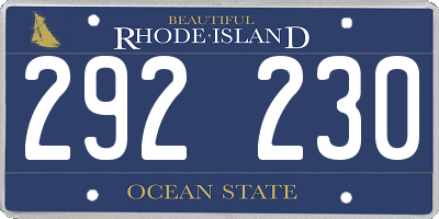 RI license plate 292230