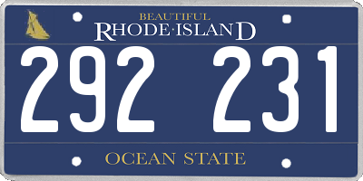 RI license plate 292231