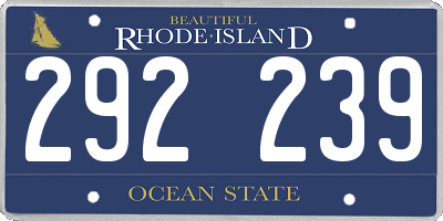 RI license plate 292239