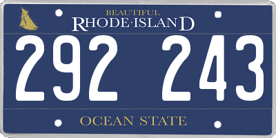 RI license plate 292243