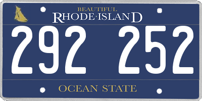 RI license plate 292252