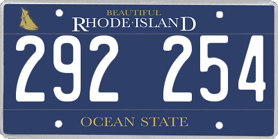 RI license plate 292254