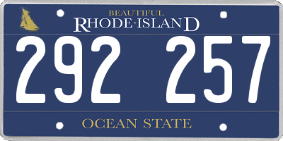 RI license plate 292257