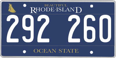 RI license plate 292260