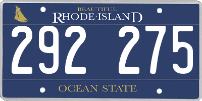 RI license plate 292275
