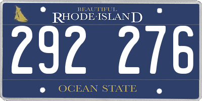 RI license plate 292276