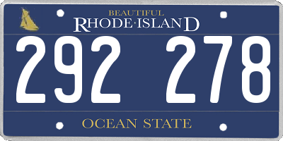 RI license plate 292278
