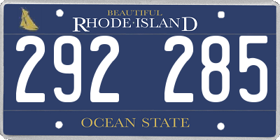 RI license plate 292285