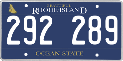 RI license plate 292289