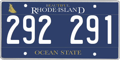 RI license plate 292291