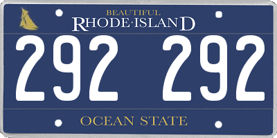 RI license plate 292292