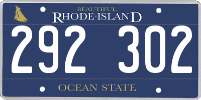 RI license plate 292302