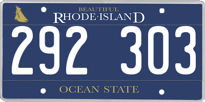 RI license plate 292303
