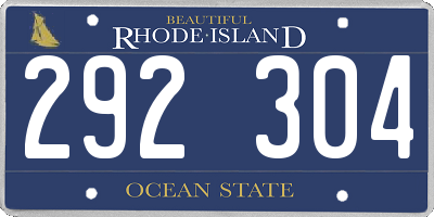 RI license plate 292304