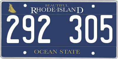 RI license plate 292305