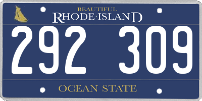 RI license plate 292309