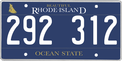 RI license plate 292312