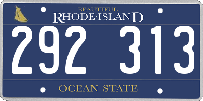 RI license plate 292313