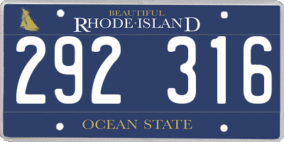 RI license plate 292316