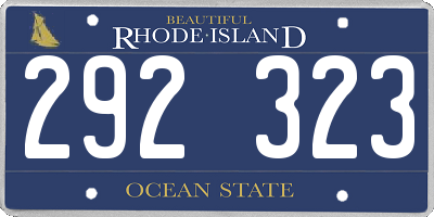 RI license plate 292323