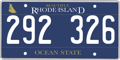 RI license plate 292326