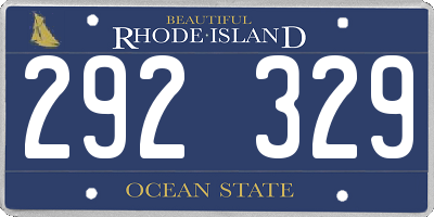 RI license plate 292329