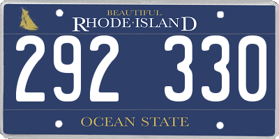 RI license plate 292330