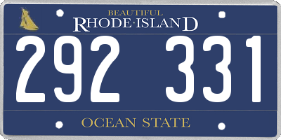 RI license plate 292331