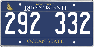 RI license plate 292332