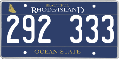RI license plate 292333