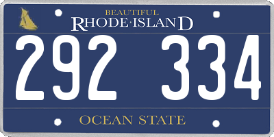 RI license plate 292334