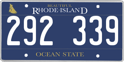 RI license plate 292339
