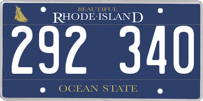 RI license plate 292340