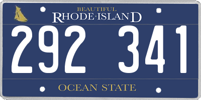 RI license plate 292341