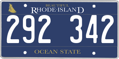 RI license plate 292342