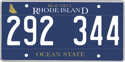 RI license plate 292344