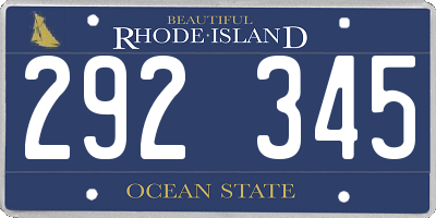 RI license plate 292345