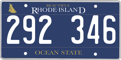 RI license plate 292346